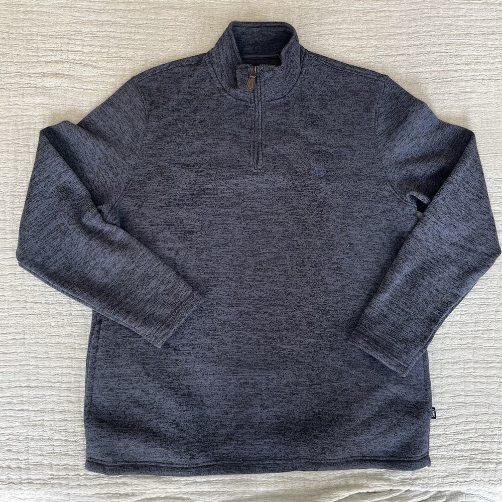 Chaps Black And Gray 1/4 Zip Knit Pullover Sweater Men's 2XL Pre-Owned